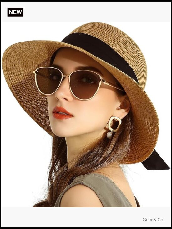 Wide Brim Foldable Straw Sun Hat UPF 50+ Travel Beach Hat main image 7